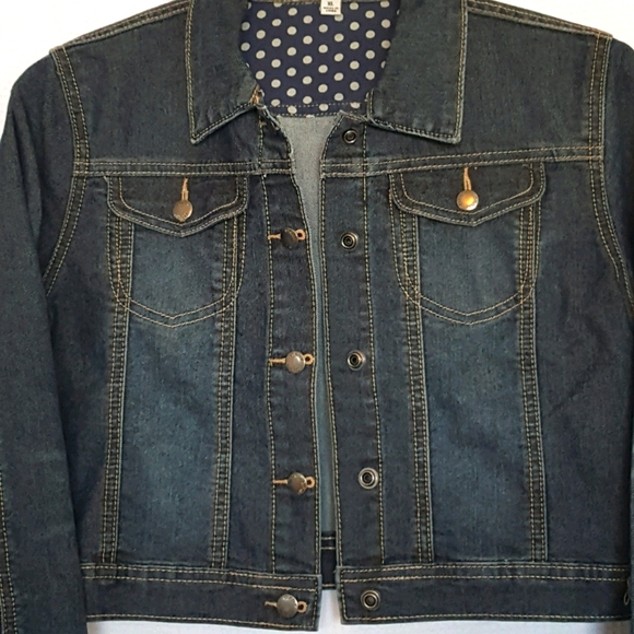 COPY - NEW DKNY Girls XL (Women's XS / Petite Sm) Cropped Dark Denim Jean Jacket - Picture 3 of 10